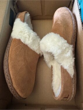 Sorel Women’s Shearling-Lined Slip-On Mules in Chestnut